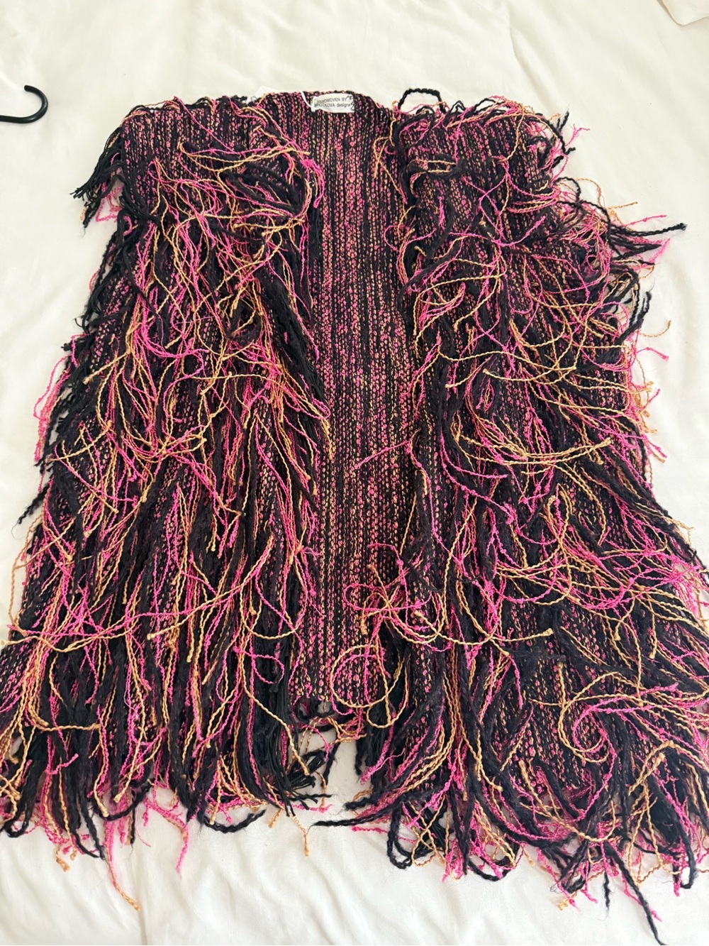 Fringed Knit funky vest one size in Black & Pink